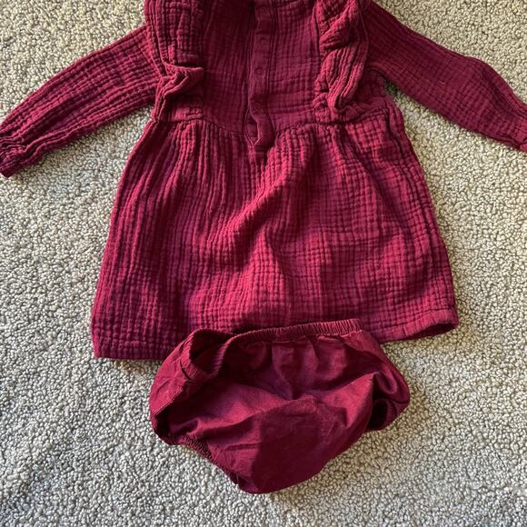 Cat & Jack Maroon Ruffle Dress - Size 18 months - Picture 2 of 4